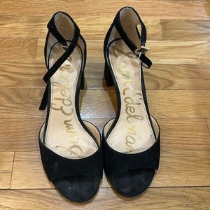 Sam Edelman black suede low block heel size 9